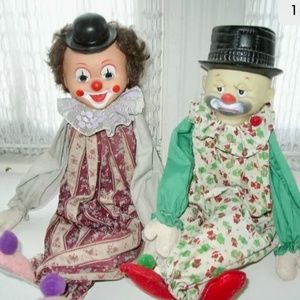 1950-60s Pair of Beautiful 24” Decorative, Mantel Clowns